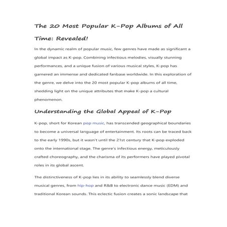 The 20 Most Popular K-Pop Albums of All Time: Revealed! | PDF