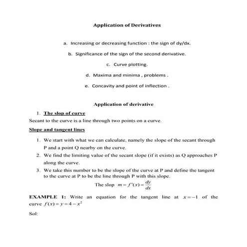 تطبيقات المشتقات والدوال المثلثية و في الحيباة اليويمة و طرق الاشتقاق