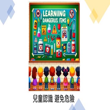 避免危險 兒童認識 例如刀火尖毒電 等各式各樣的危險物品，教導小孩認識這樣危險物品