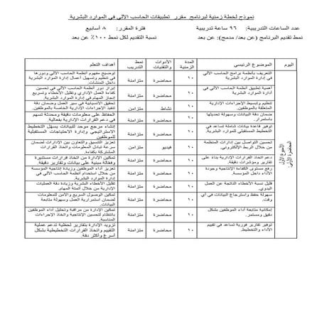 الخطة الزمنية لمقرر تطبيقات الحاسب في ادارة الموارد البشرية.pdf