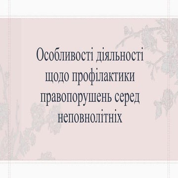 Особливості діяльності щодо профілактики правопорушень