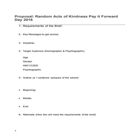 Unit 2 Random acts of kindness proposal | DOCX