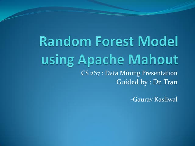 Random forest using apache mahout