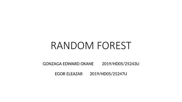 RANDOM FOREST for machine and deep learning for computer science