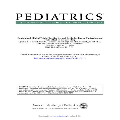 Randomized Clinical Trial Of Pacifier Use And Bottle Feeding Or Cupfeeding And