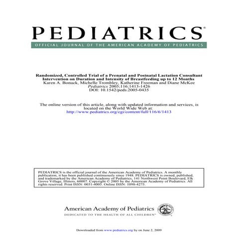 Randomized, Controlled Trial Of A Prenatal And Postnatal Lactation Consultant