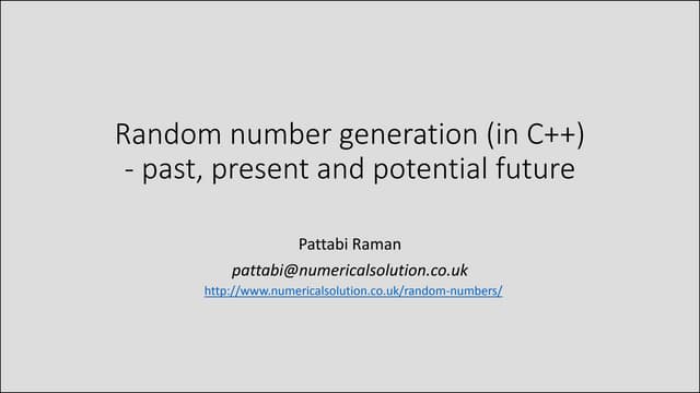 Random number generation (in C++) – past, present and potential future 