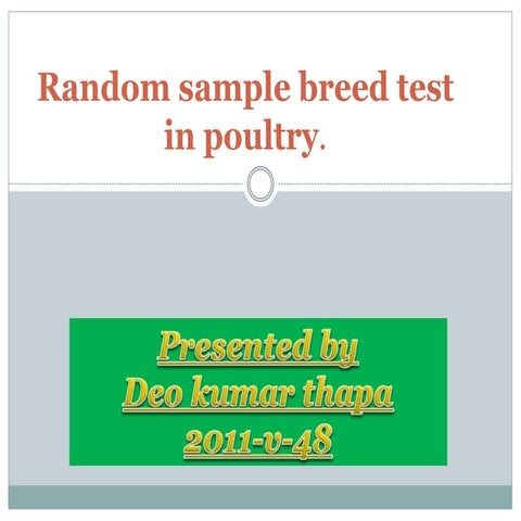 Random sample breed test in poultry