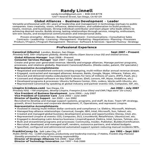Randy Linnell Resume