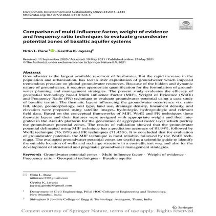 Comparison of multi‑infuence factor, weight of evidence  and frequency ratio ...