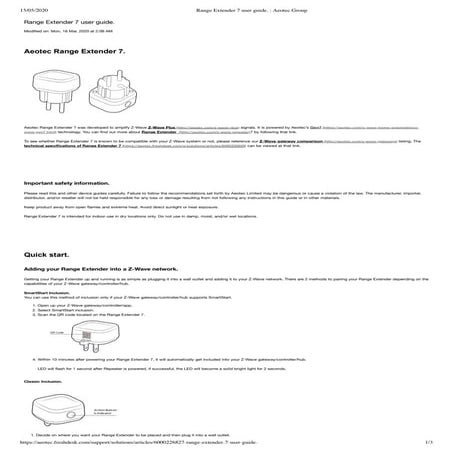 Range extender 7 - Aeotec - Manual   