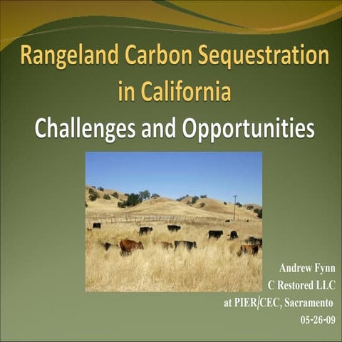 Rangeland Carbon Sequestration In California