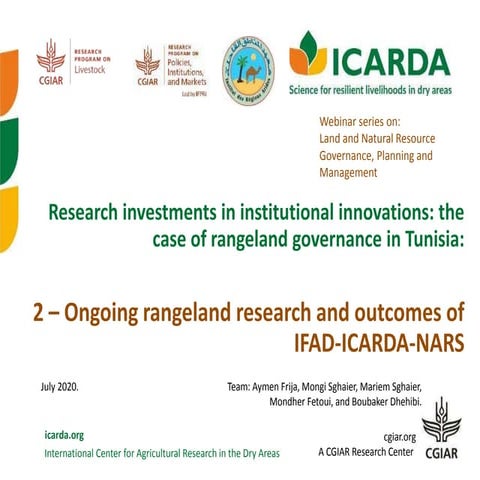 Research investments in institutional innovations: The case of rangeland gove...