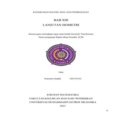 Rangkuman materi isometri lanjutan