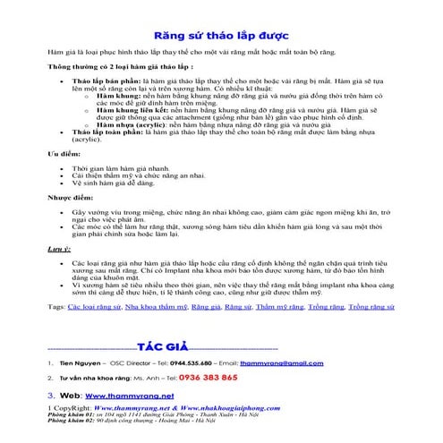 Răng sứ tháo lắp được