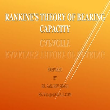 Rankine’s Theory of Bearing Capacity,   Rankine’s ANALYSIS FOR BEARING CAPACITY