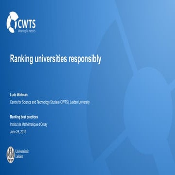 Ranking universities responsibly