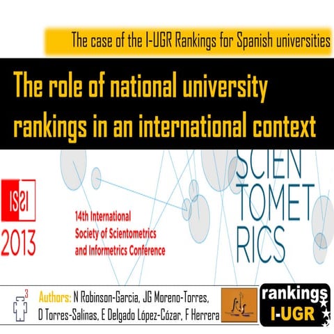 The role of national university rankings in an international context: The cas...