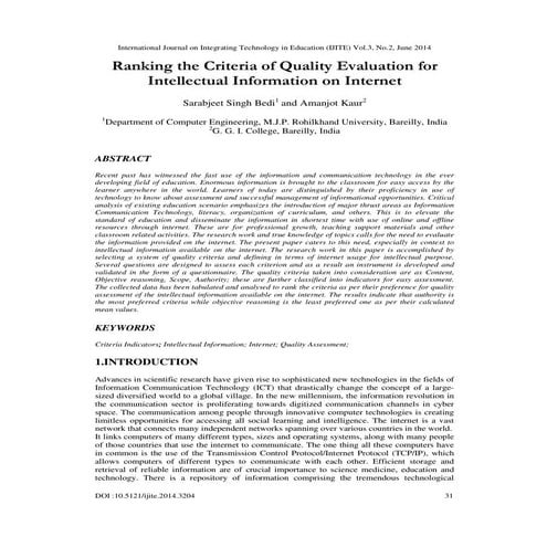 Ranking the criteria of quality evaluation for