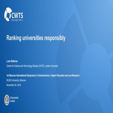 Ranking universities responsibly