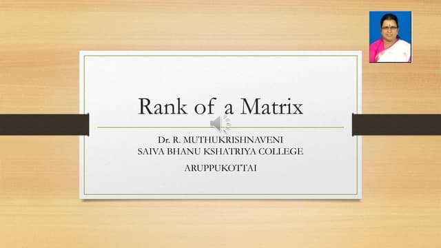 Rank of a matrix