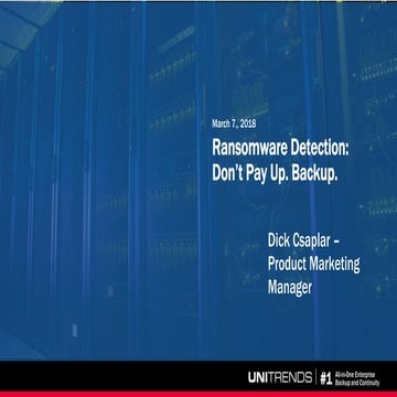 Ransomware Detection:  Don’t Pay Up. Backup.