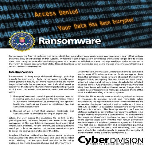 FBI Ransomware Report