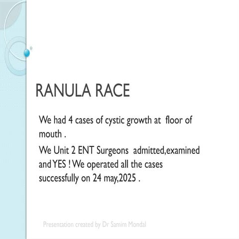RANULA RACE preoperative and postoperative conditions .pptx