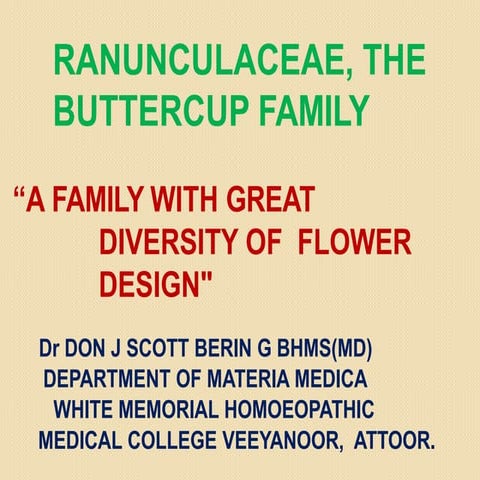 Ranunculaceae group in Homoeopathic Materia Medica.
