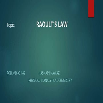RAOULT'S LAW ( Physical & Analytical Chemistry)
