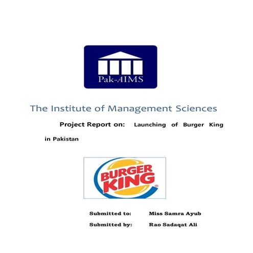 Burger King performance in Pakistan-Narketing related strategies