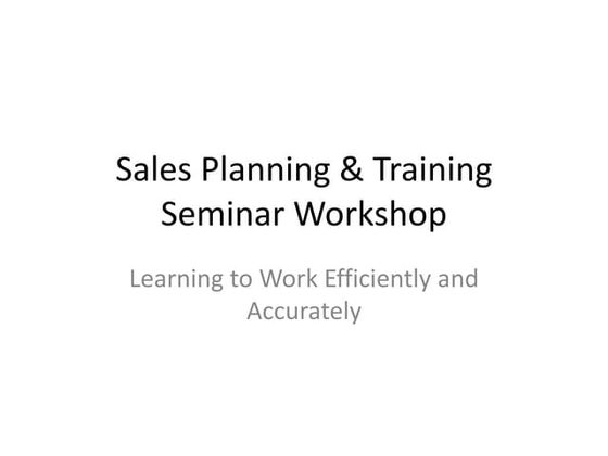 Sales planning & training seminar workshop