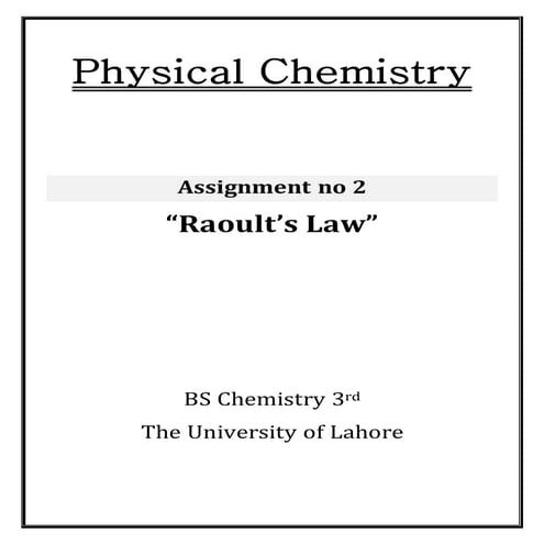 Raoults law 2nd assignment