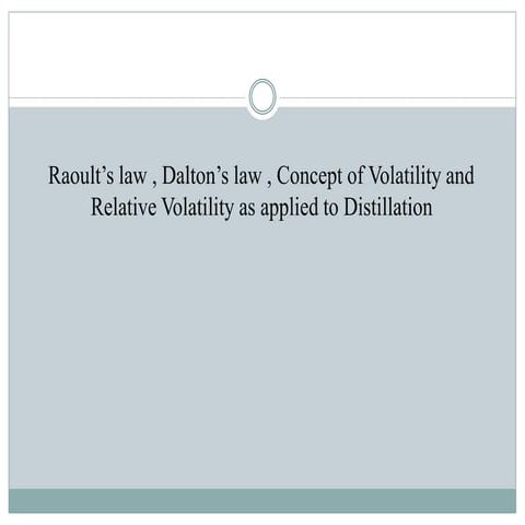 Raoult’s law , dalton’s law , concept of volatility and relative volatility a...