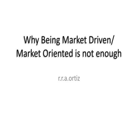 Why being market driven!!!! 
