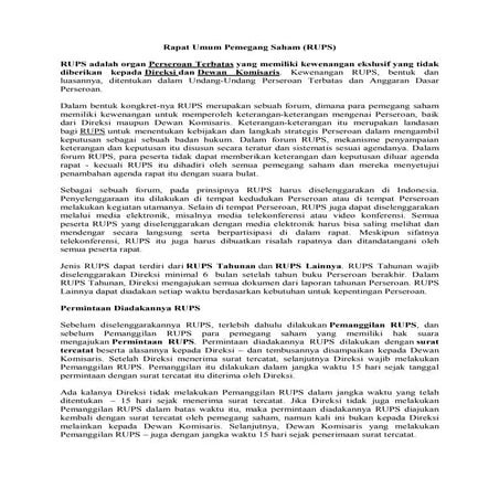 Rapat umum pemegang saham | PDF