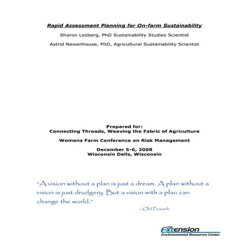 Rapid assessment planning for on farm sustainability toolkit 12-2008