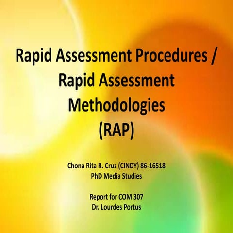 Rapid Assessment Procedures - Report by Cindy Cruz (Cabrera)