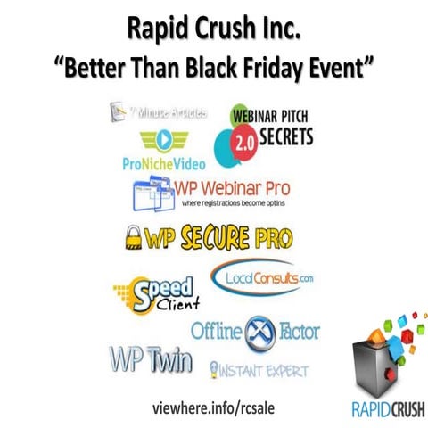Rapid Crush Inc. Software & Training Products Overview