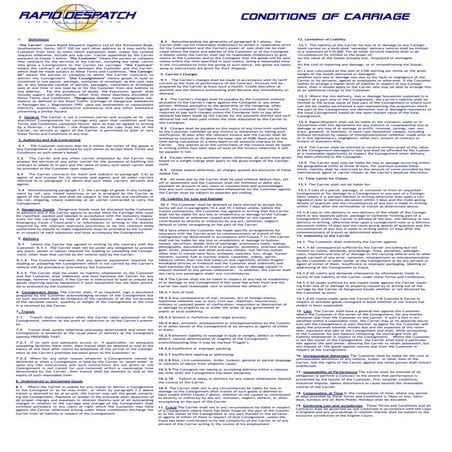 Rapid despatch conditions of carriage | PDF