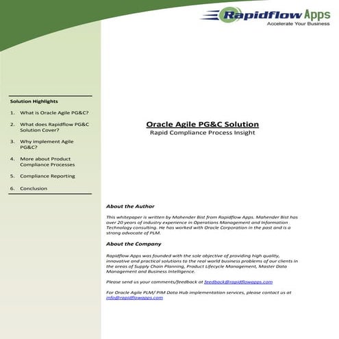 Rapidflow apps agile pg&c solution