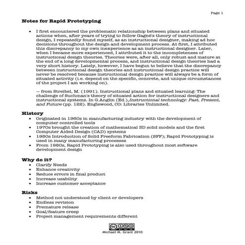 Notes for Rapid Prototyping