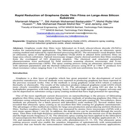 Rapid reduction of ultrathin films of graphene oxide on large area silicon su...