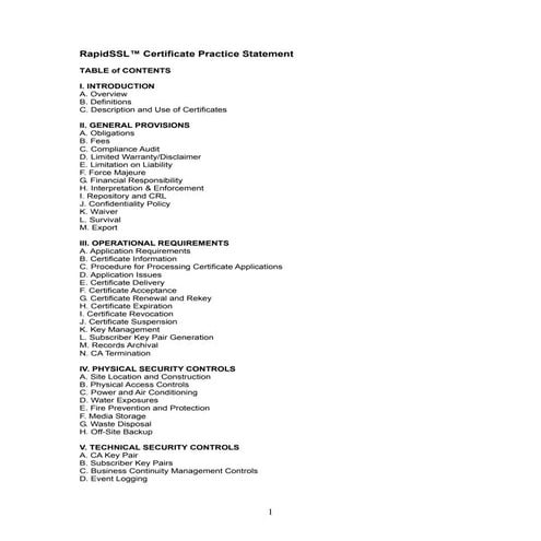 RapidSSL Certificate Security for Your Website | RapidSSLOnline | PDF