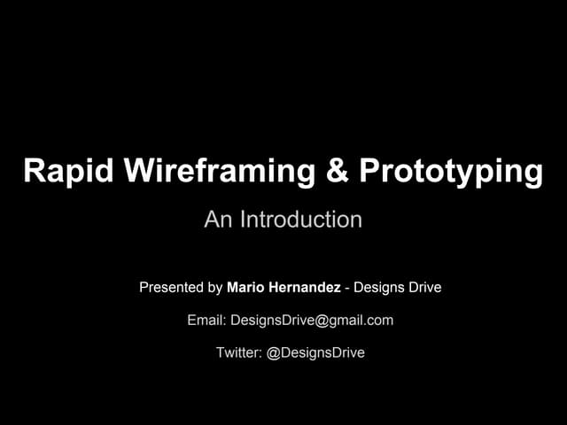 Rapid wireframing and prototyping