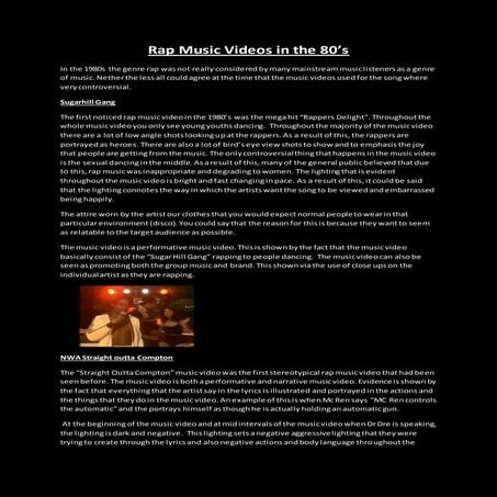 Rap music videos in the 80