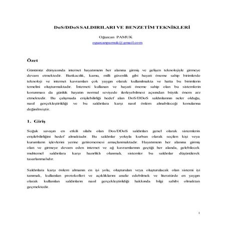 DDoS Saldırıları ve Benzetim Teknikleri