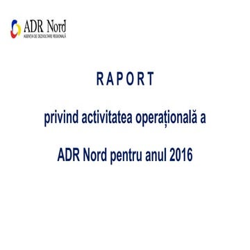 Raport ADR Nord 2016