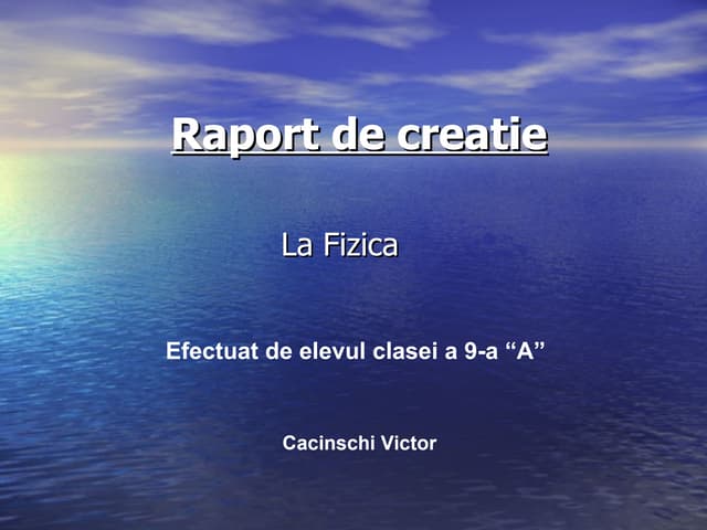 Raport De Creatie