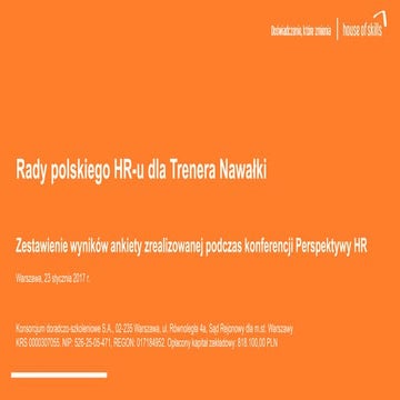 Raport House of Skills - Rady polskiego HR-u dla Trenera Nawałki
